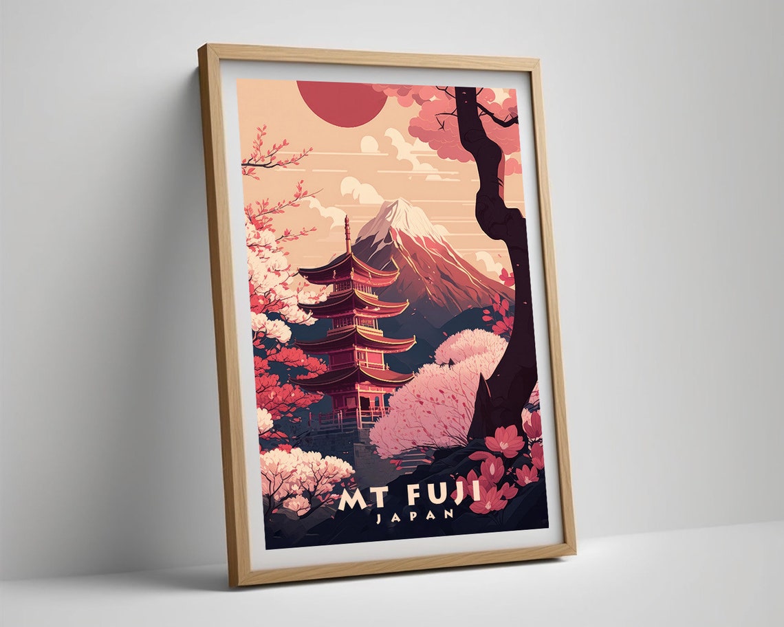 Mount Fuji Japan Travel Poster Japan Wall Art Print Mt Fuji Japan Painting Mt Fuji Japan Illustration Japan Watercolor Home Decor - Image 5