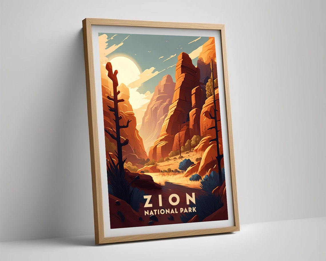 Zion National Park Poster Zion National Park Print Zion National Park Wall Art Zion Painting Zion Illustration Zion National Park Travel - Image 5