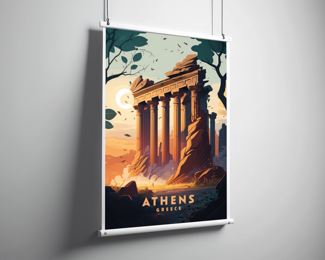 Athens Greece Travel Poster, European Wall Art Print - Image 3
