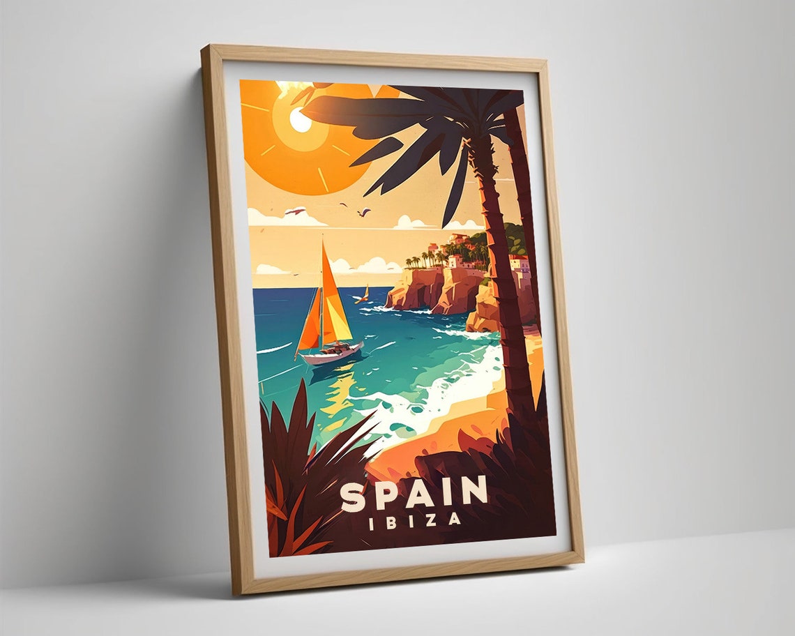 Ibiza Spain Travel Poster Ibiza Spain Wall Art Print Ibiza Spain Painting Ibiza Spain Illustration Ibiza Spain Watercolor Decor - Image 5