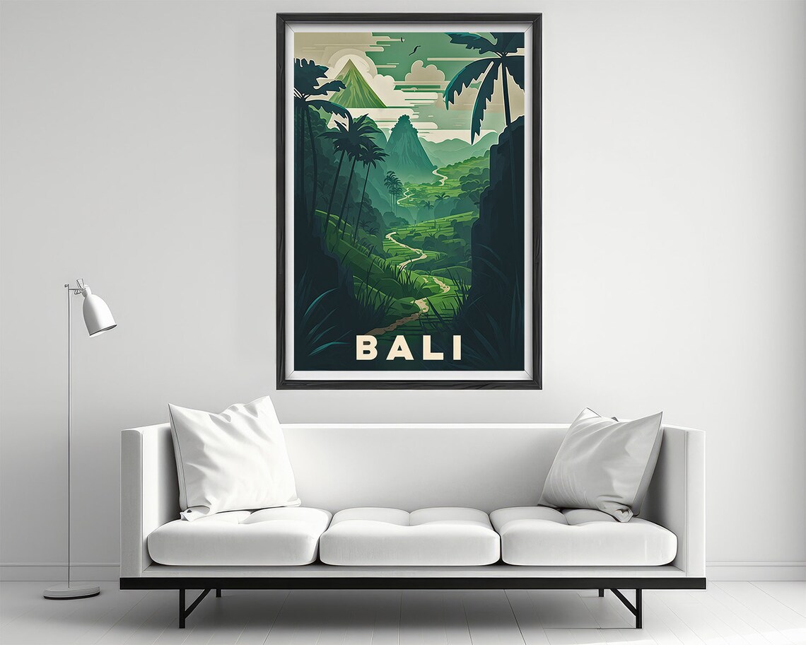 Bali Ubud Rice Terrace Jungle Valley Tropical Island Travel Poster - Image 2