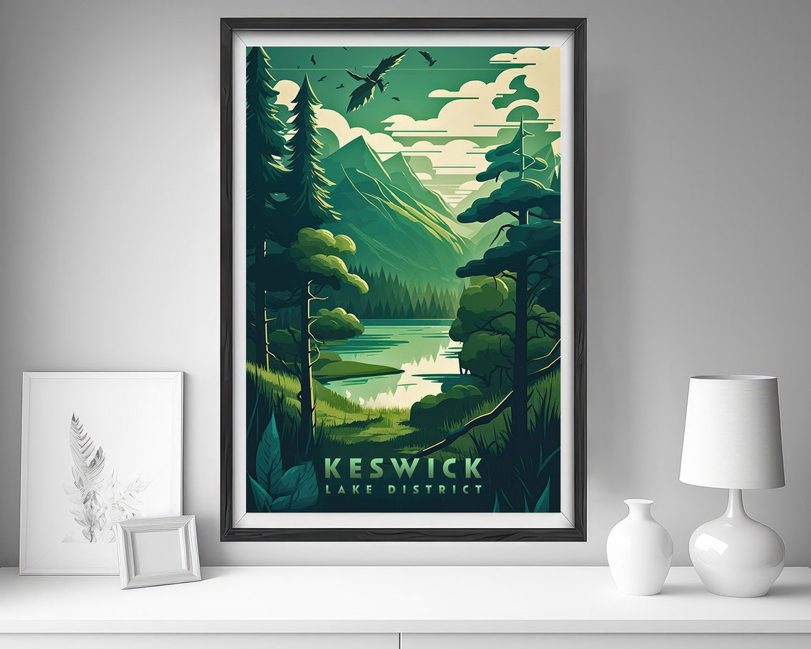 Keswick Travel Poster Keswick Print Keswick Wall Art Print Keswick Lake District Keswick Painting Keswick Illustration Keswick Watercolor - Image 4