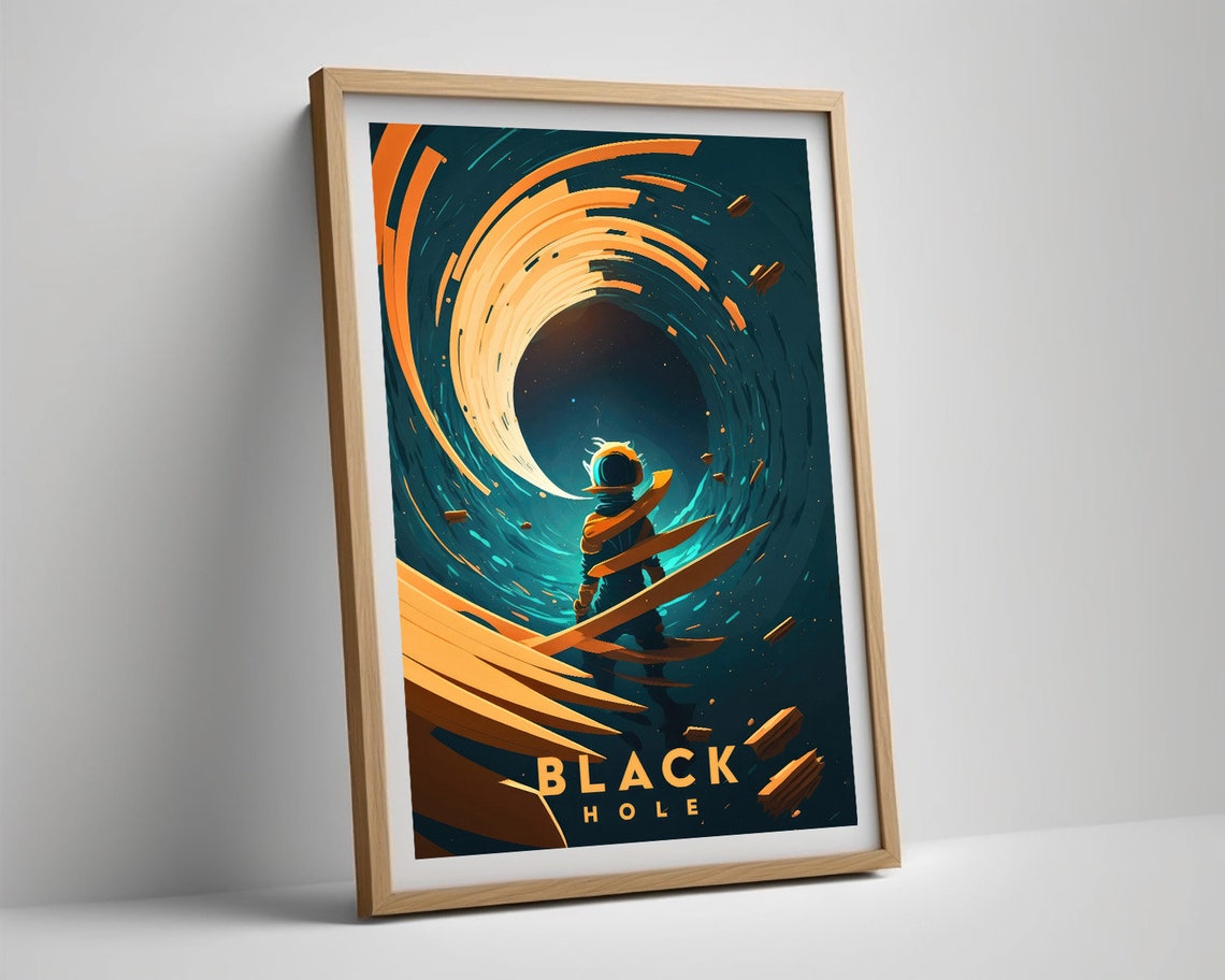 Black Hole Astronaut Cosmic Swirl Deep Space Galaxy Art Travel Poster - Image 5