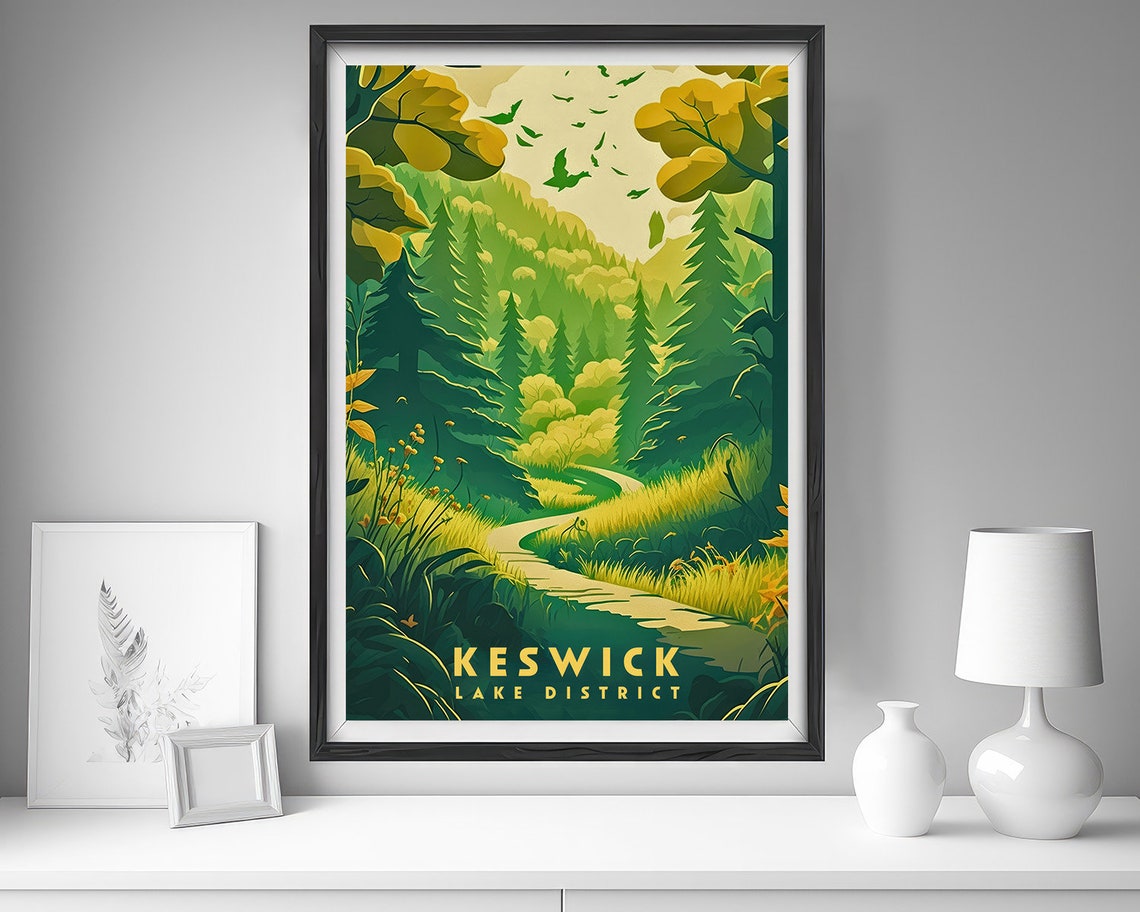 Keswick Travel Poster Keswick Print Keswick Wall Art Print Keswick Lake District Keswick Painting Keswick Illustration Keswick Watercolor - Image 4
