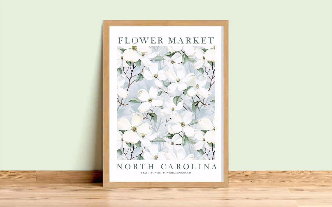 North Carolina Dogwood Watercolor Botanical Art Print