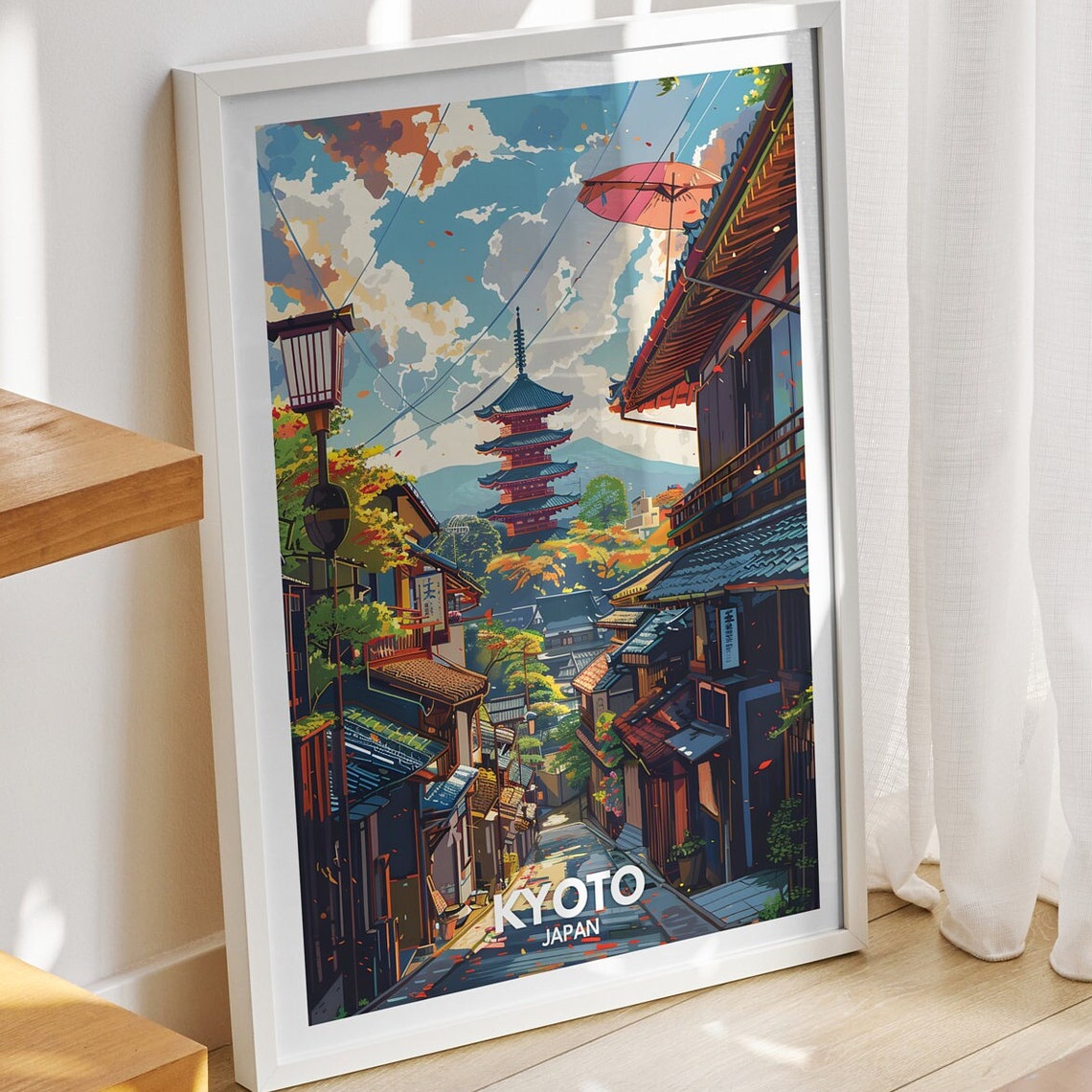 Kyoto Travel Print Japan Kyoto Travel Poster Japan Travel Poster Japan Cityscape Wall Art Unique City Decor