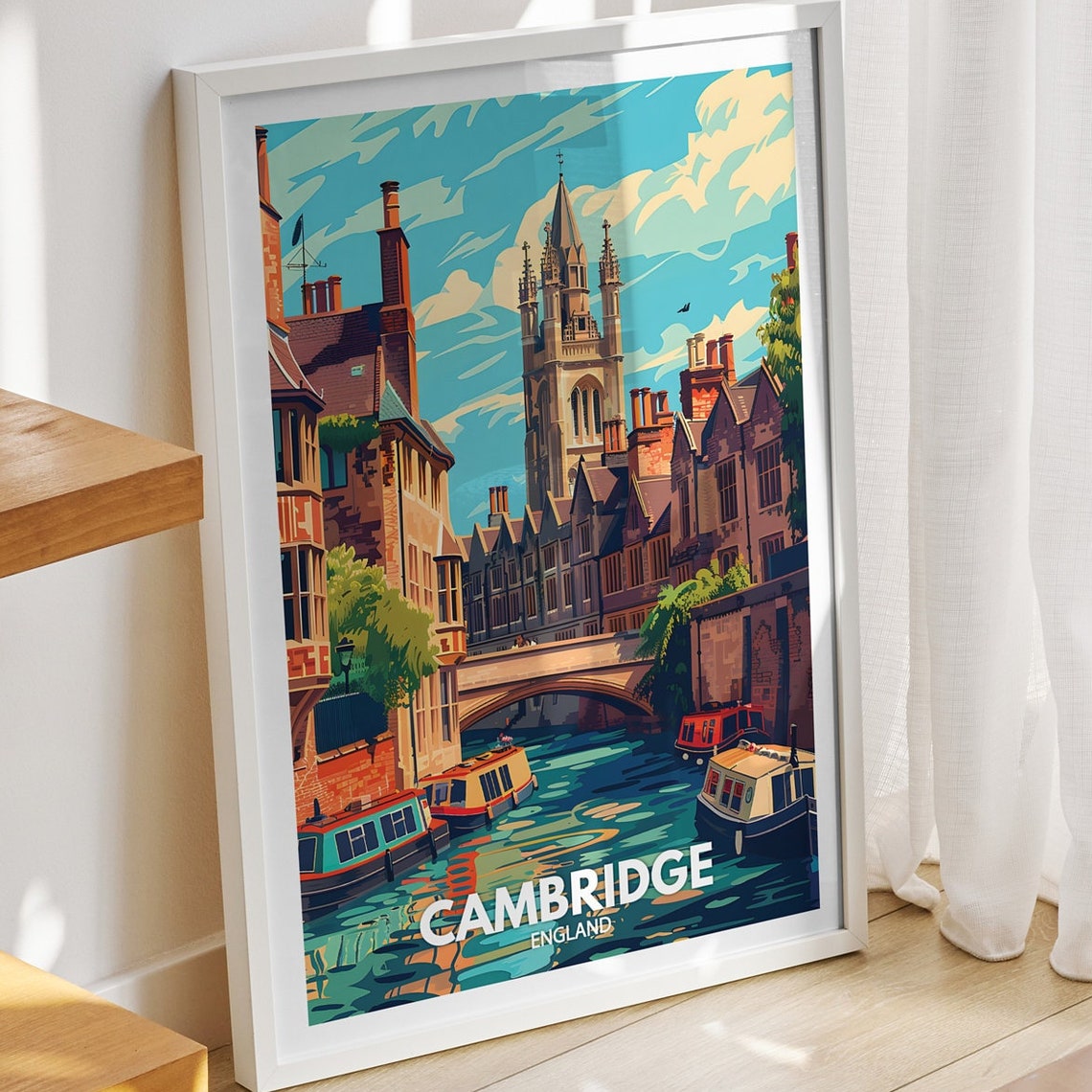 Cambridge Travel Print England Cambridge Travel Poster England Travel Poster United Kingdom Wall Art English Art Decor