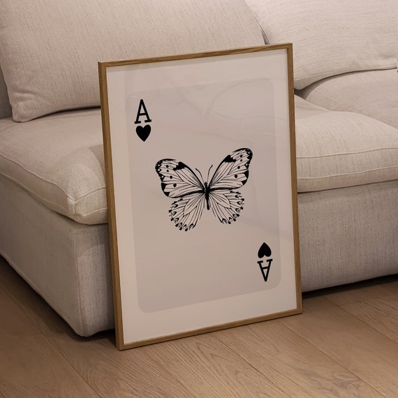Playing Card Poster Butterfly Wall Art Trendy Prints Preppy Dorm Decor Print Trendy Art Prints Bar Cart Decor Play Card Art Prints