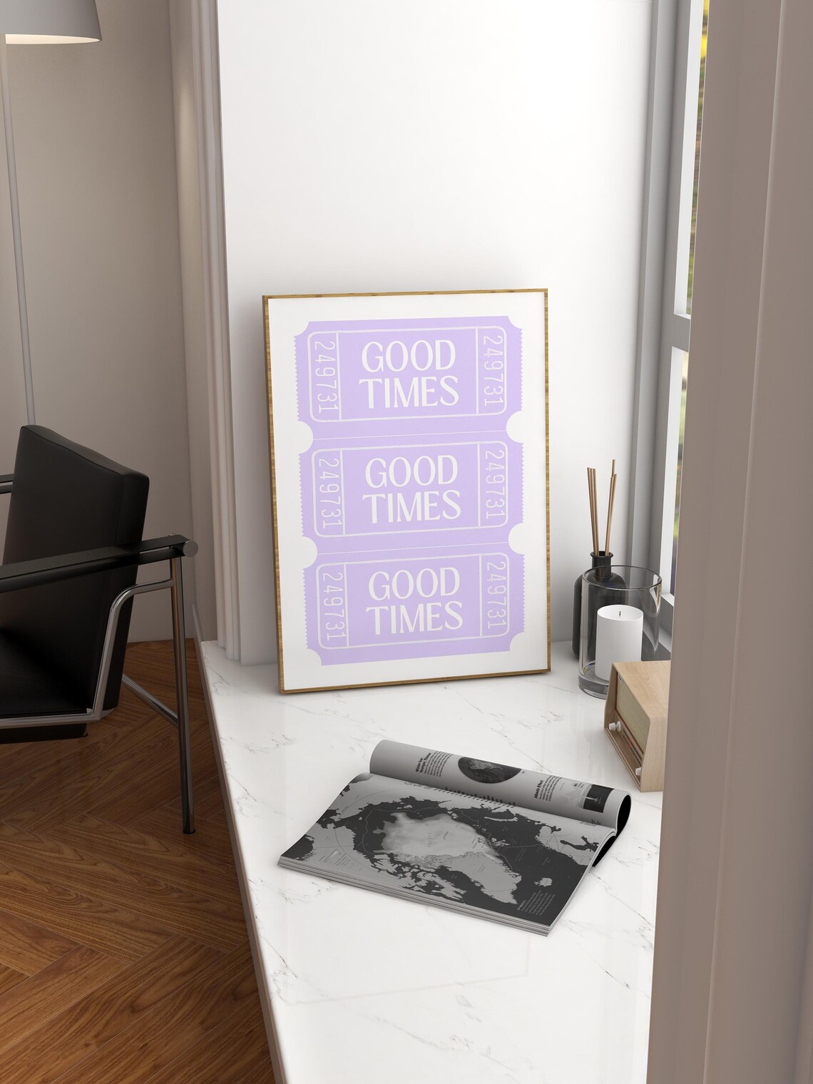 Good Times Lilac Ticket Stubs Trio Preppy Retro Vintage Wall Poster - Image 4