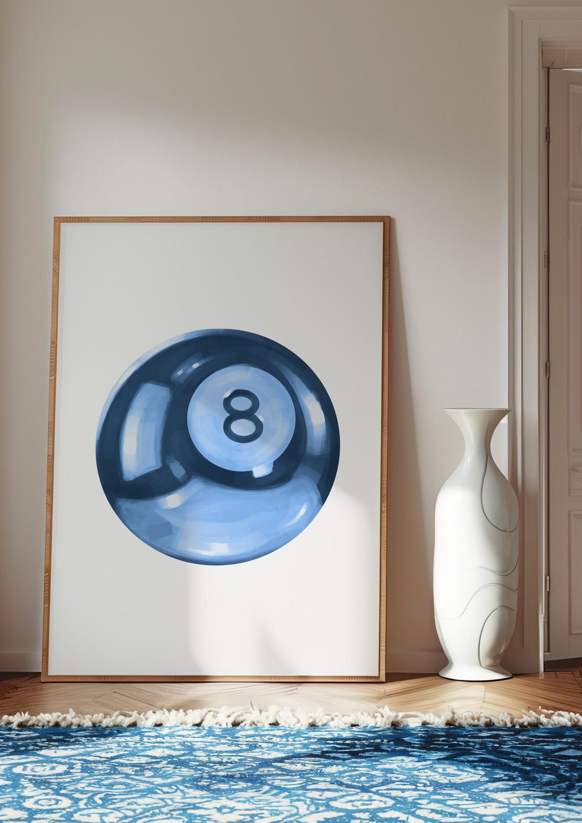 Navy Blue Eight Ball Minimalist Billiards Chic Aesthetic Poster - Image 2