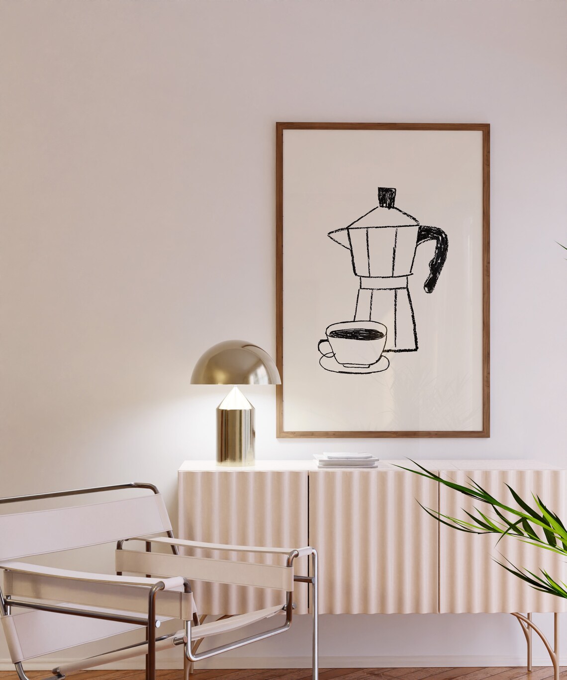 Italian Moka Pot Espresso Coffee Line Art Minimalist Kitchen Poster - Image 2