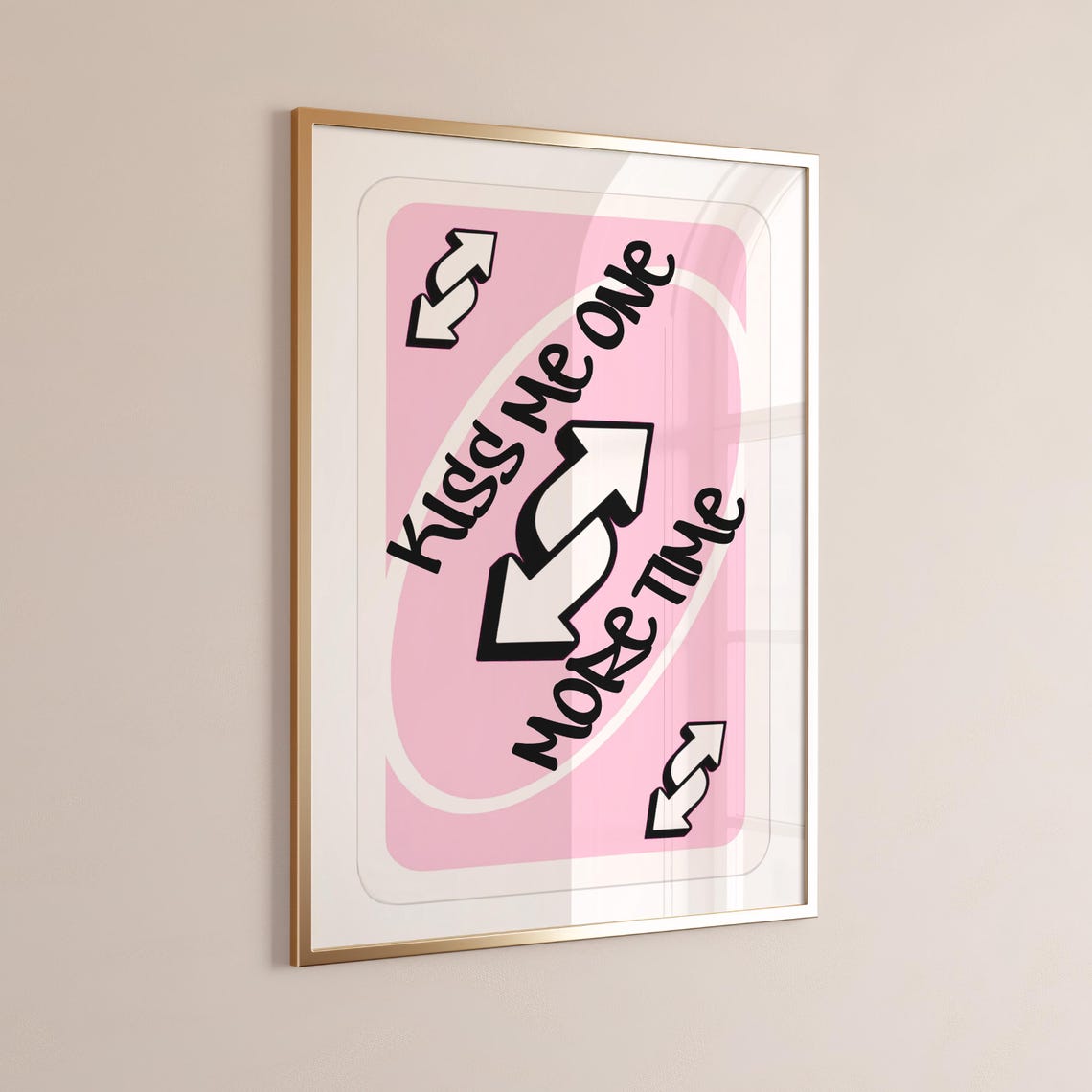 Kiss Me One More Time Pink Reverse Card Girly Valentines Poster