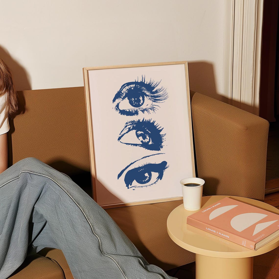 Triple Blue Pop Art Eyes Funky Retro Graphic Wall Decor Poster