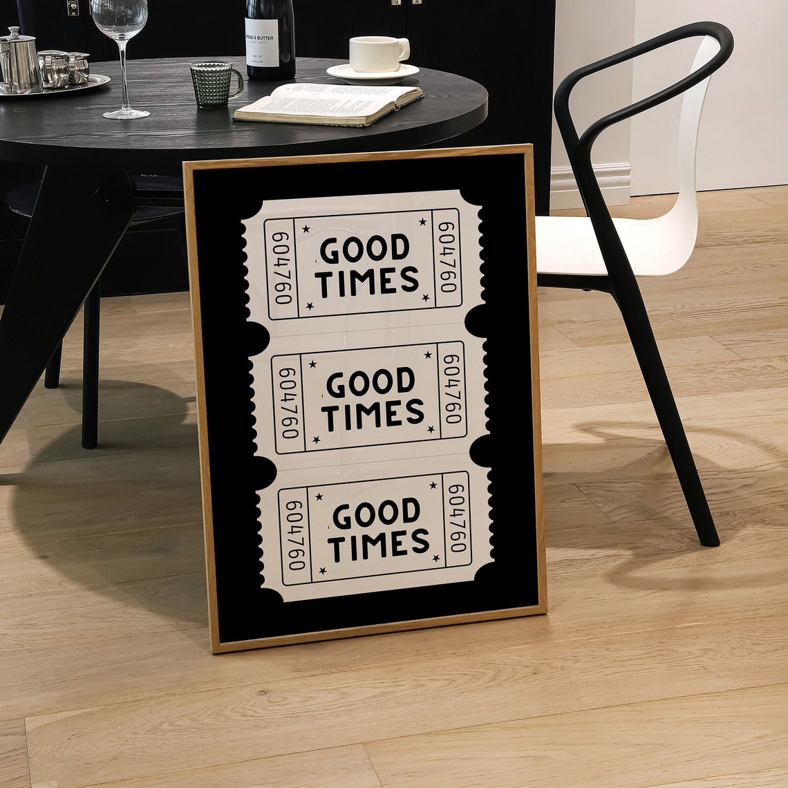 Good Times Ticket Stub Trio Black and White Retro Concert Poster Art