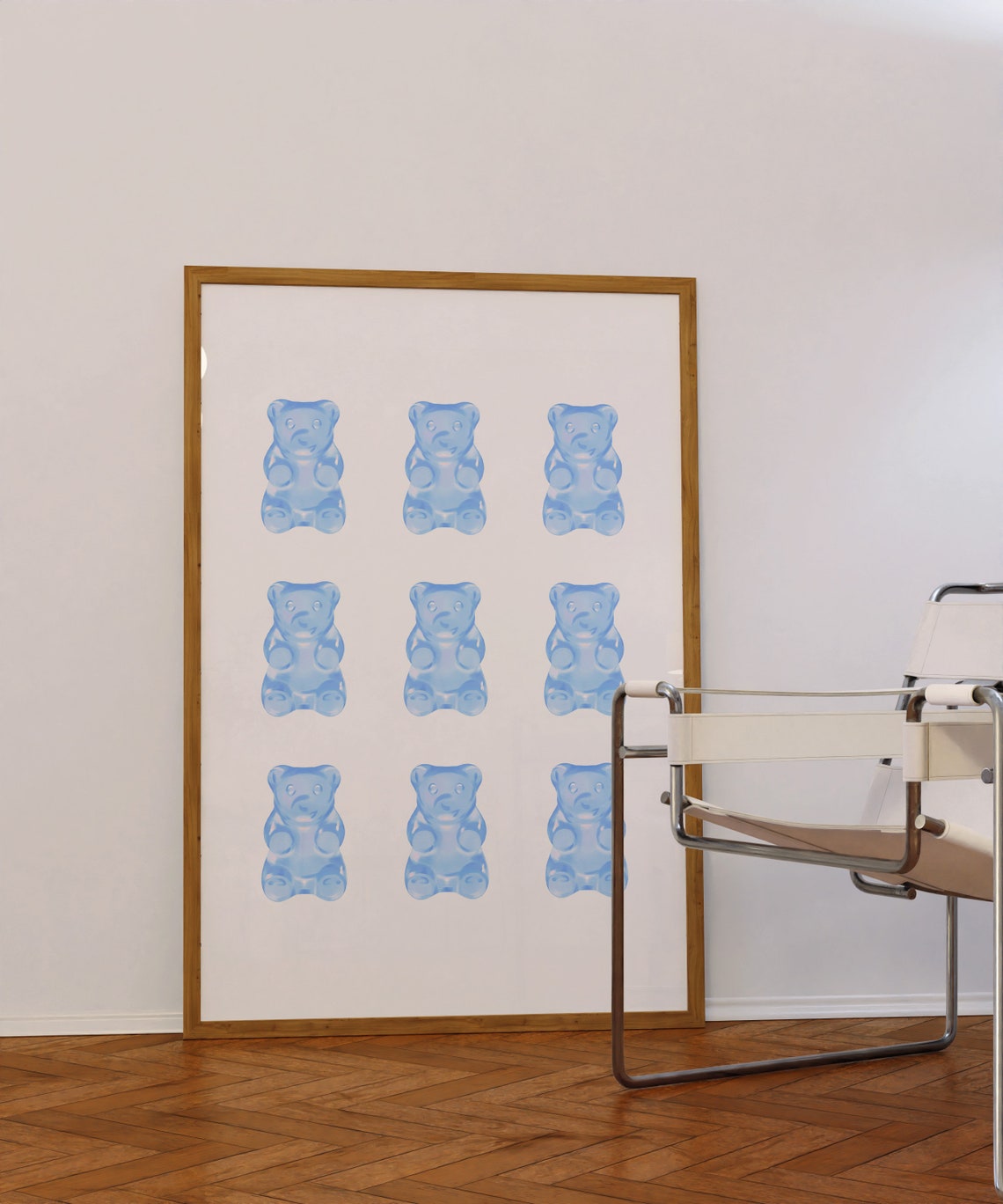 Cool Blue Gummy Bears Nine Grid Preppy Sweet Candy Art Poster - Image 3