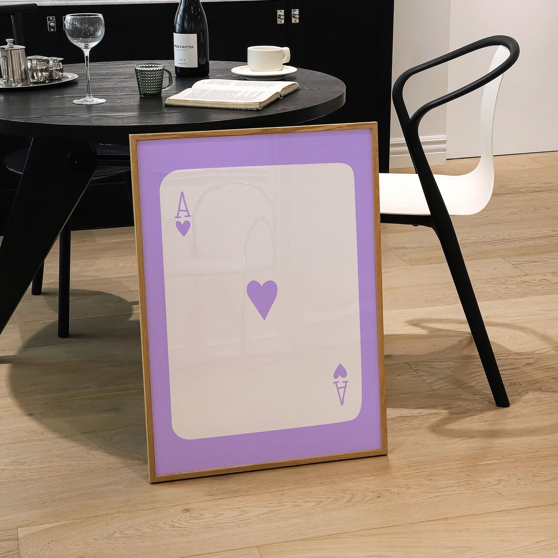 Lilac Ace of Hearts Playing Card Poster Trendy Purple Dorm Room Decor