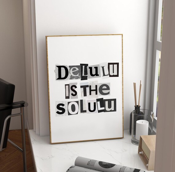 Delulu Is The Solulu Wall Art Typography Print Retro Art Print Living Room Poster Girly Art Prints Aesthetic Room Decor Trendy Wall Art