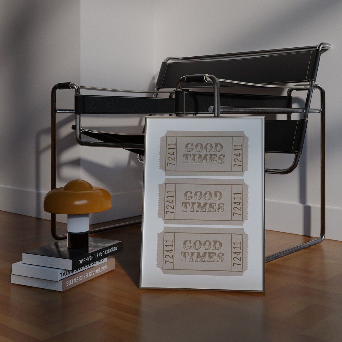Good Times Beige Tickets Neutral Ticket Stub Trendy Wall Art - Image 3
