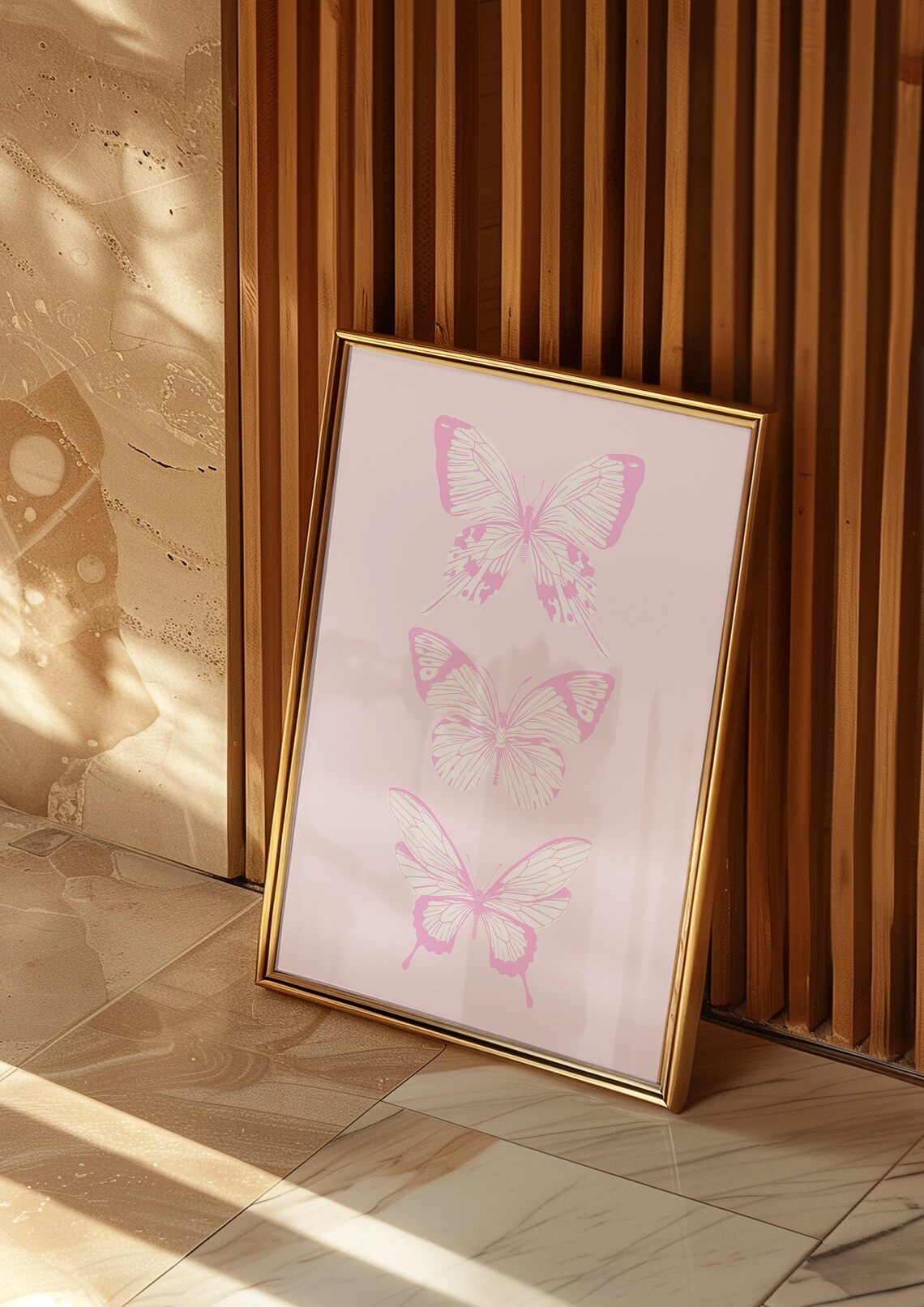 Dreamy Pink Butterflies Trio Blush Preppy Aesthetic Art Print