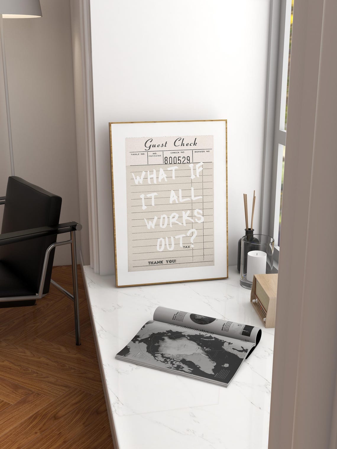 What If It All Works Out Vintage Guest Check Cafe Quote Poster - Image 4