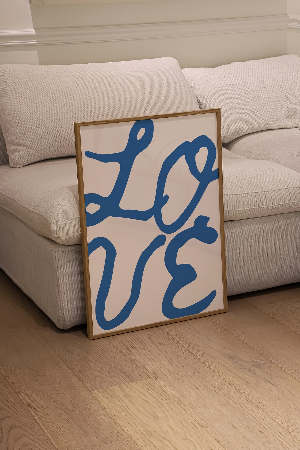Navy Blue Love Handwritten Script Typography Trendy Dorm Poster