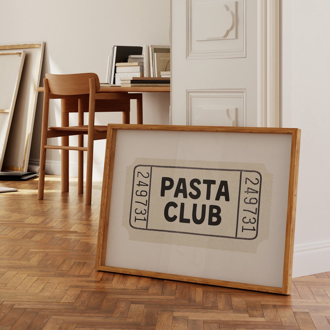 Pasta Club Cream Ticket Stub Minimalist Foodie Kitchen Wall Poster - Image 3