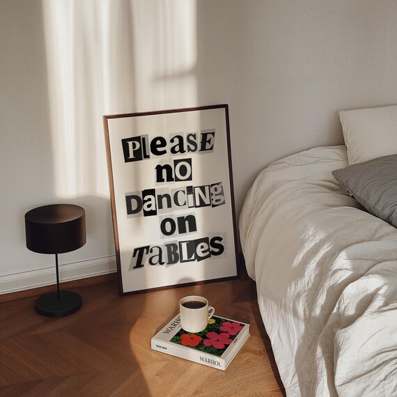 Please No Dancing On Tables Retro Typography Art Print