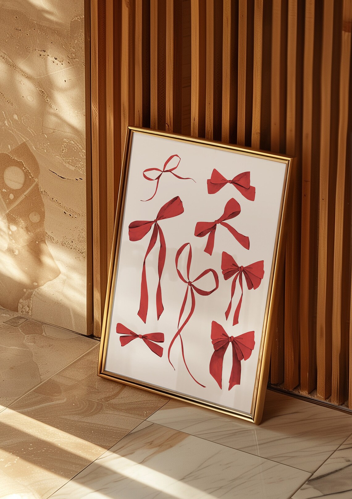 Wine Red Bow Aesthetic Art Print, Preppy Decor