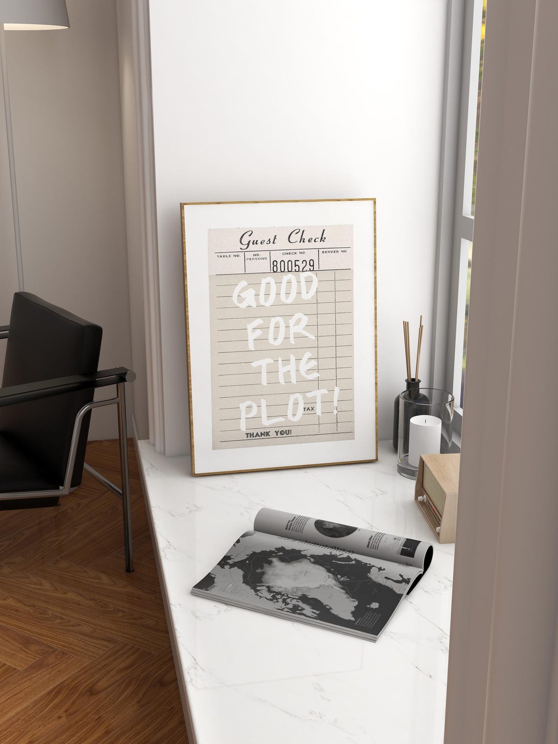 Good For The Plot Guest Check Retro Beige Quote Dorm Wall Poster - Image 3