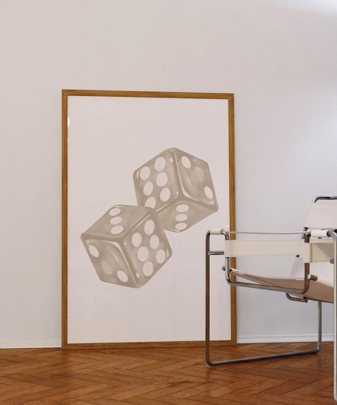 Neutral Beige Transparent Dice Pair Trendy Minimalist Aesthetic Poster - Image 2