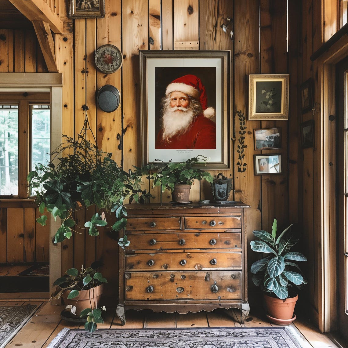 Traditional Santa Claus Portrait in Red Suit Classic Christmas Poster - Image 2