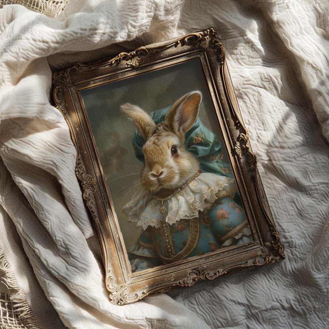 Funny Easter Bunny, Victorian Rabbit Decor - Image 3