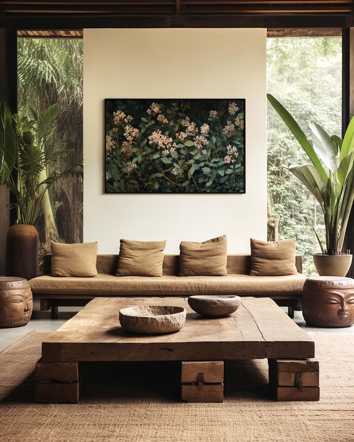 Delicate Wildflowers In Lush Green Foliage Dark Moody Botanical Poster - Image 3
