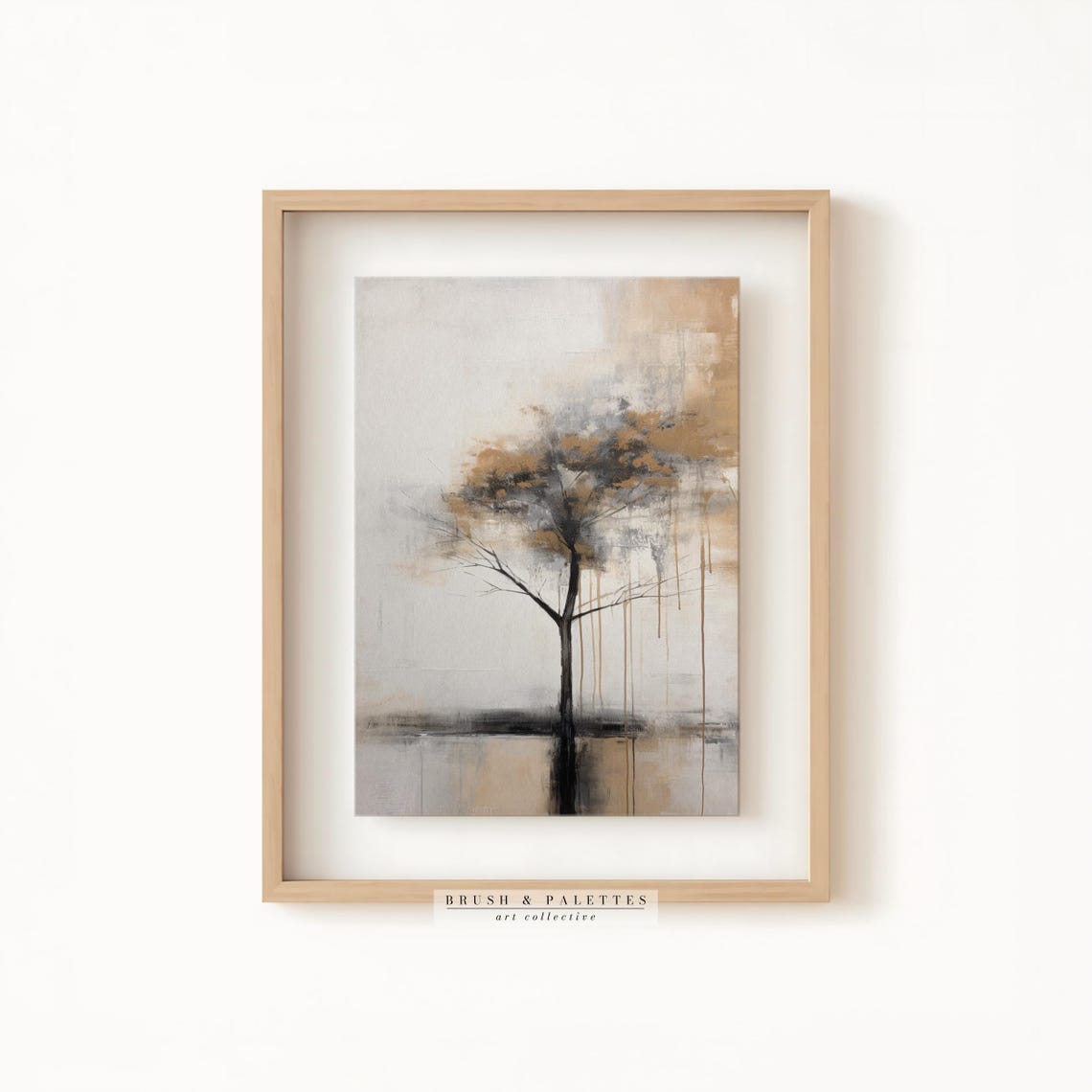Abstract Gold Black Minimalist Tree Silhouette Modern Art Poster - Image 2
