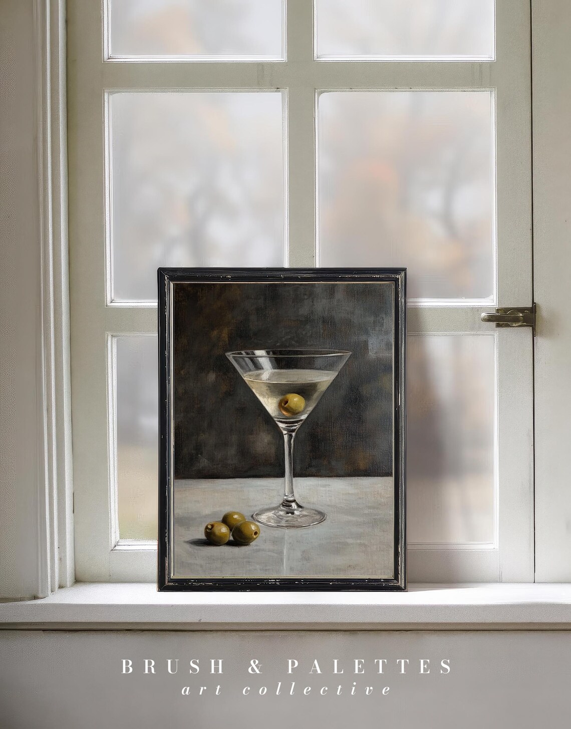 Martini Glass With Olives Moody Dark Vintage Still Life Poster - Image 3