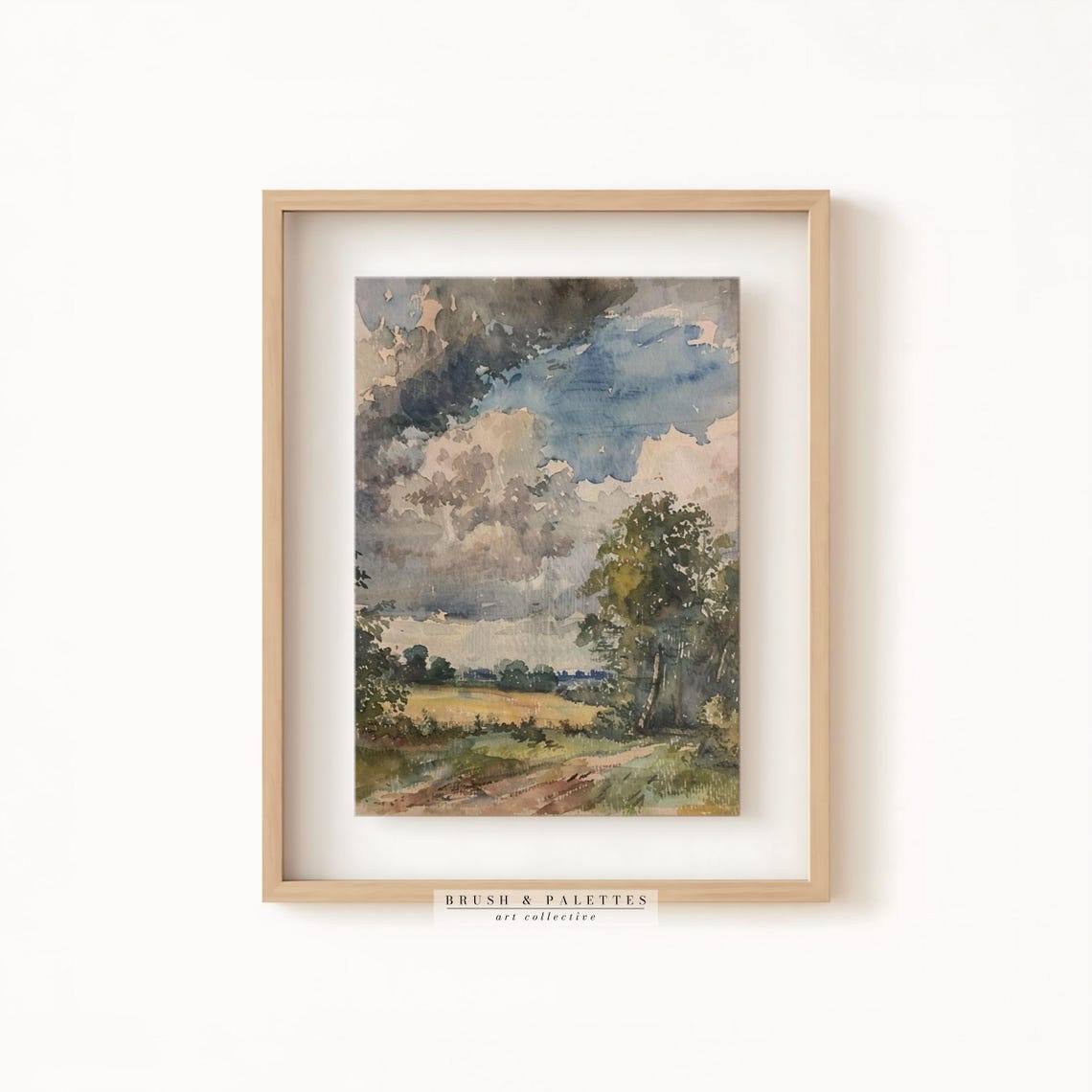 Storm Cloud Watercolor Countryside Path Dramatic Sky Painting Poster - Image 2