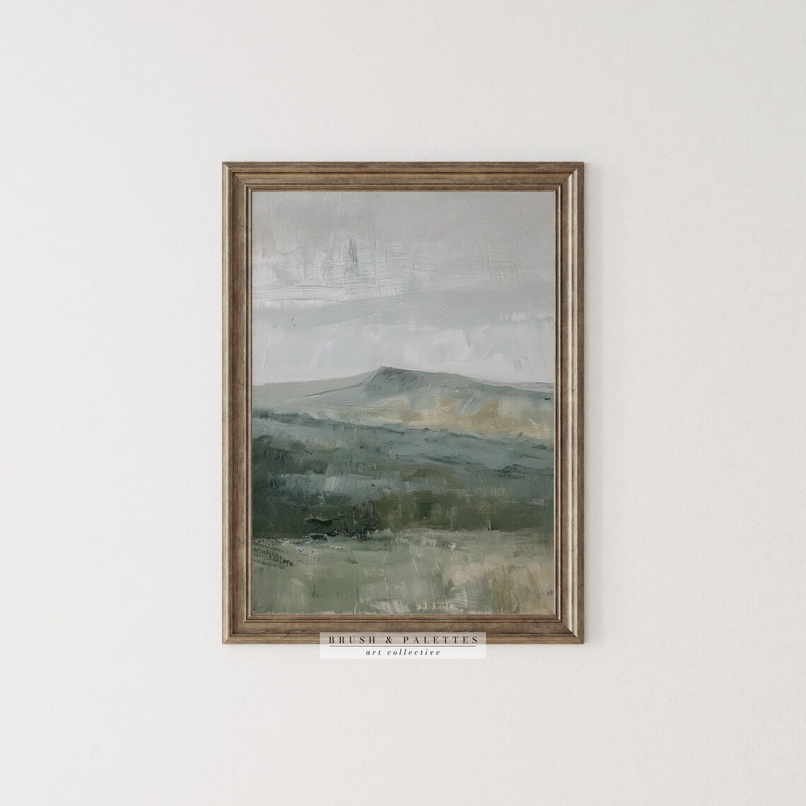 Foggy Green Hills Abstract Minimalist Landscape Neutral Art Poster - Image 2