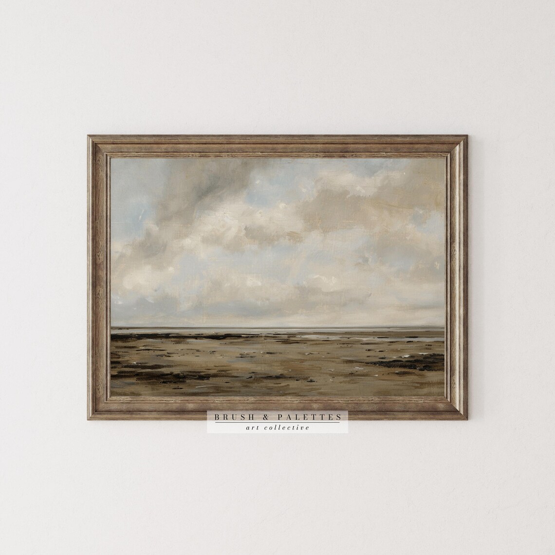 Stormy Coastal Shoreline Moody Wet Sand Beach Neutral Seascape Poster - Image 3