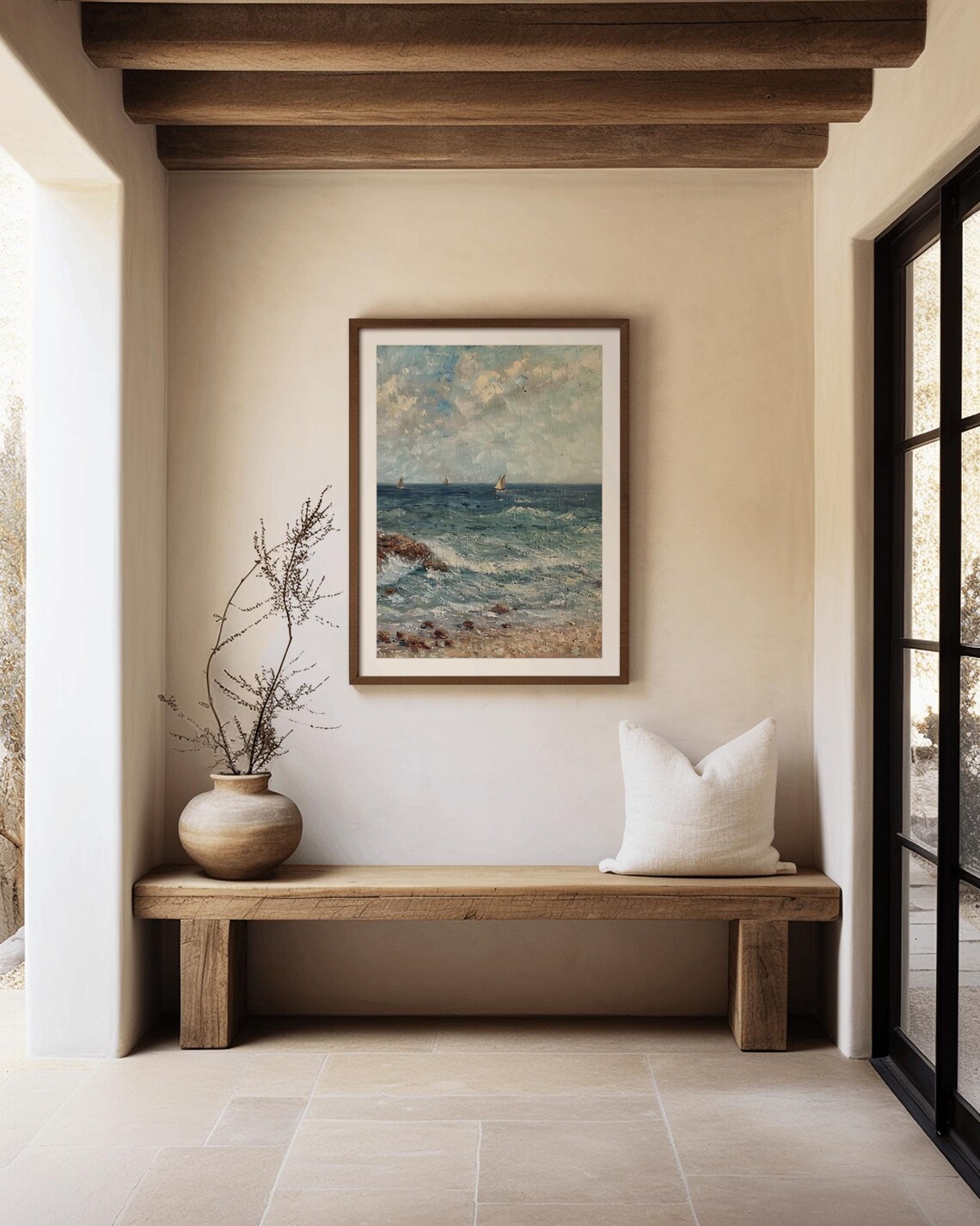 Sailing Boats On Blue Sea Impressionist Coastal Seascape Poster - Image 3