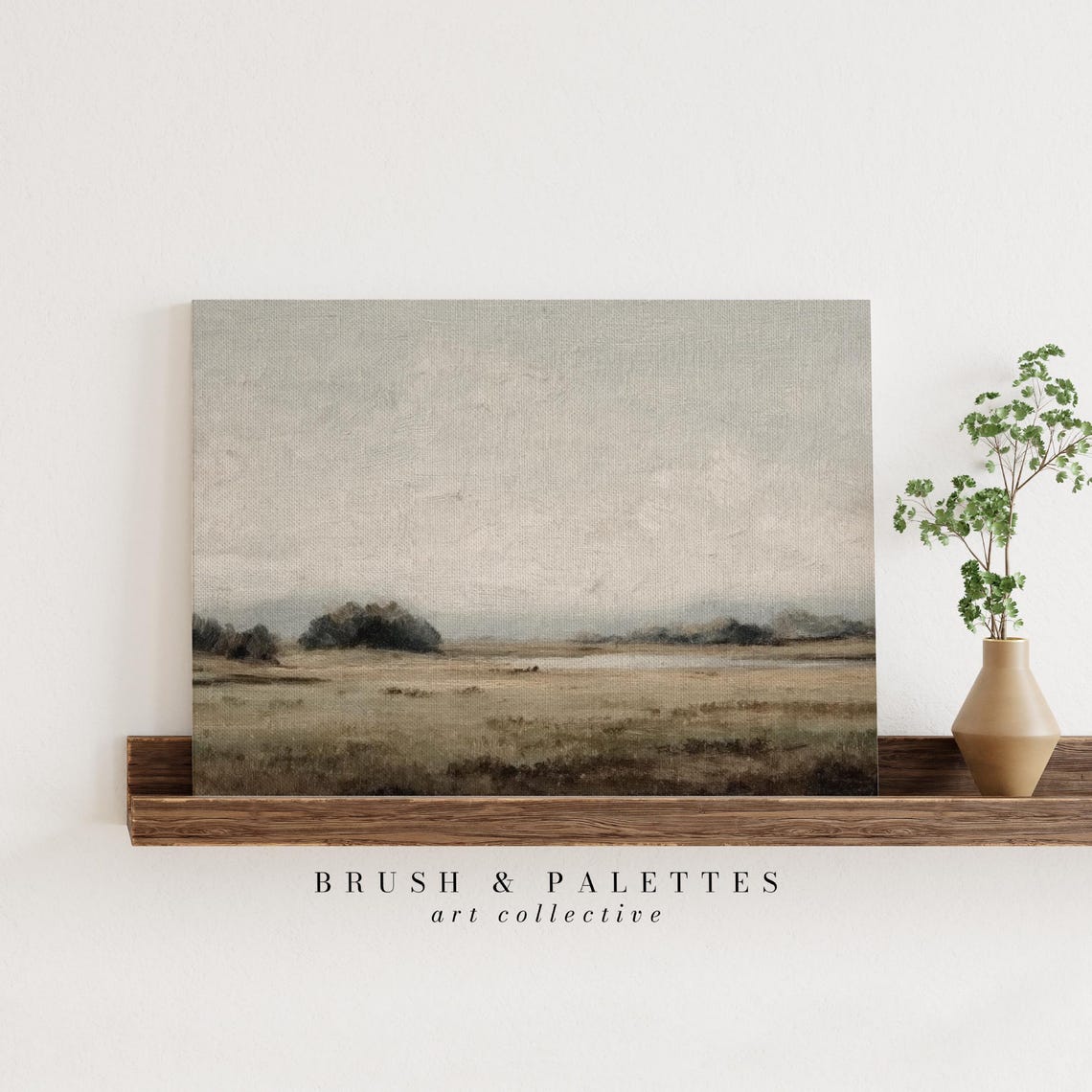 Minimalist Horizon Landscape Tan Field Pale Sky Modern Poster - Image 2