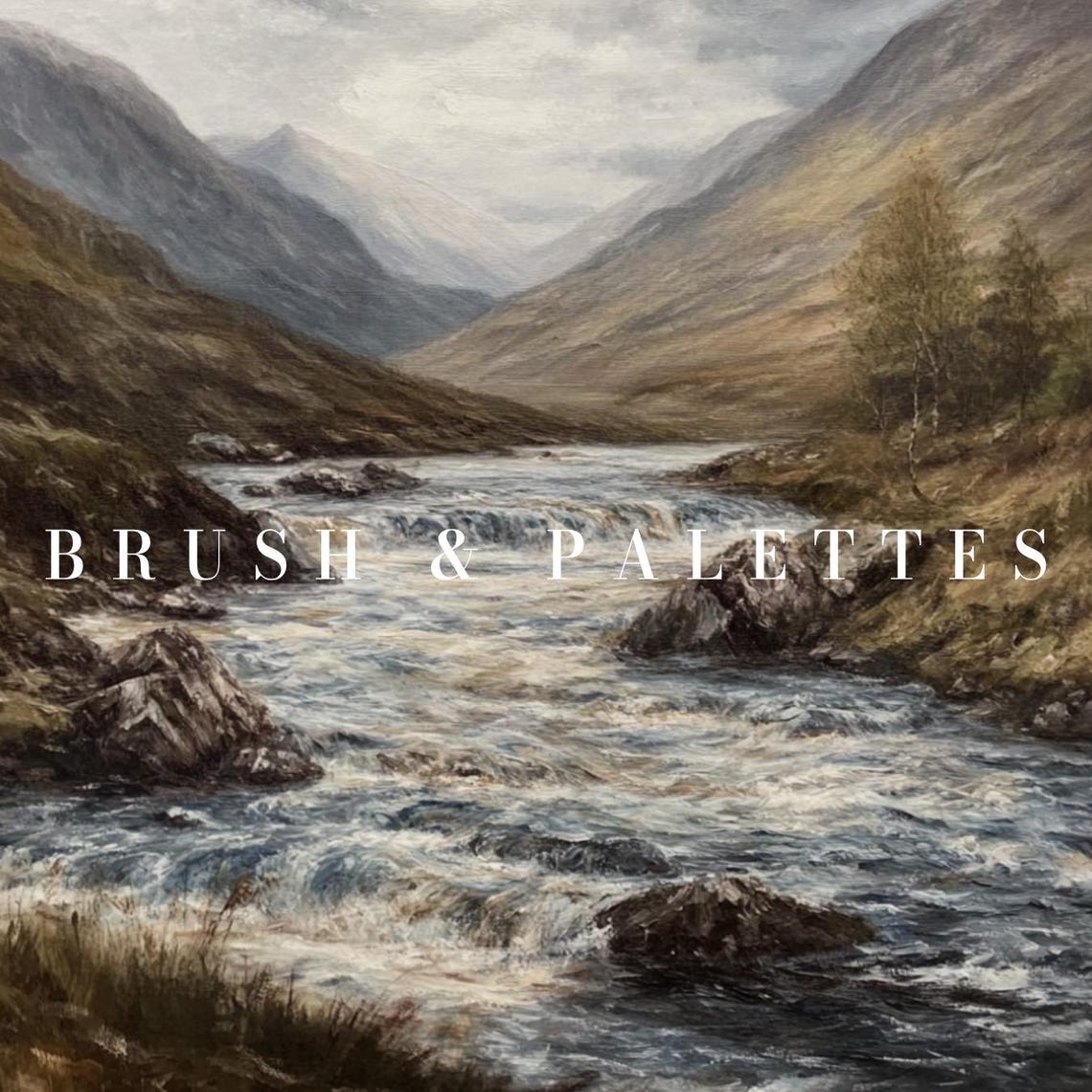 Highland River Valley Print Mountain Stream Landscape Wall Decor Moody Nature Art For Rustic Lodgestyle Homes - Image 3