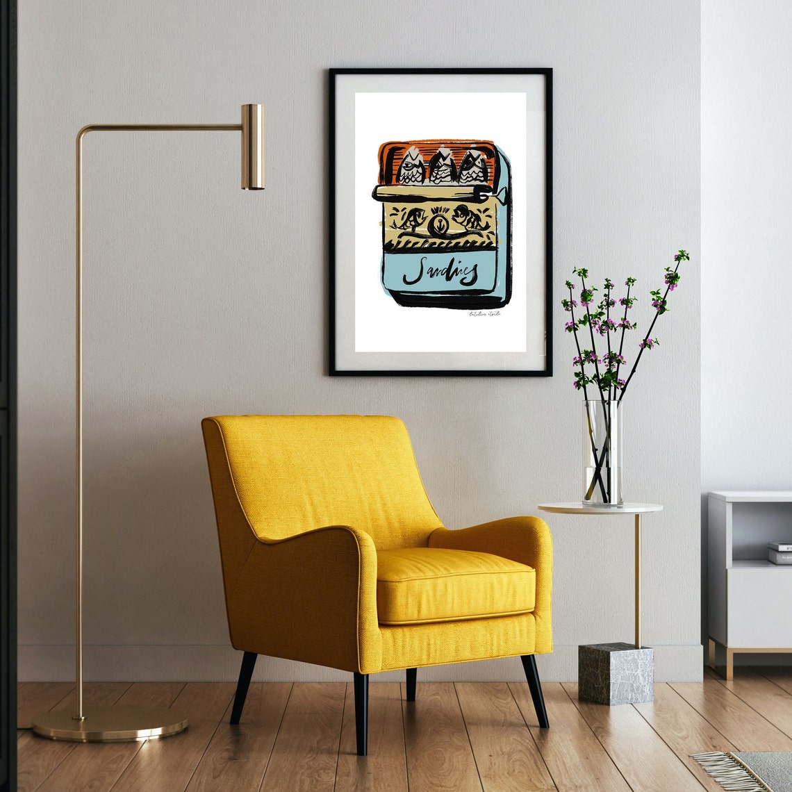 Sardines Tin Vintage Seafood Illustration Kitchen Wall Poster