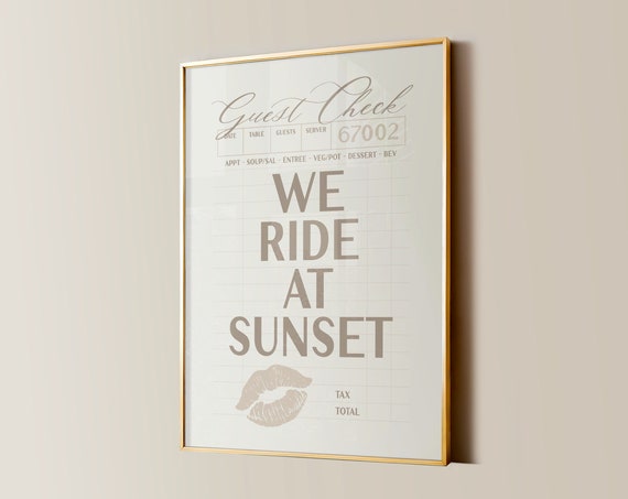 We Ride At Sunset Print College Apartment Decor Retro Western Dorm Room Poster Trendy Wall Art Neutral Girly Preppy Aesthetic Home Decor