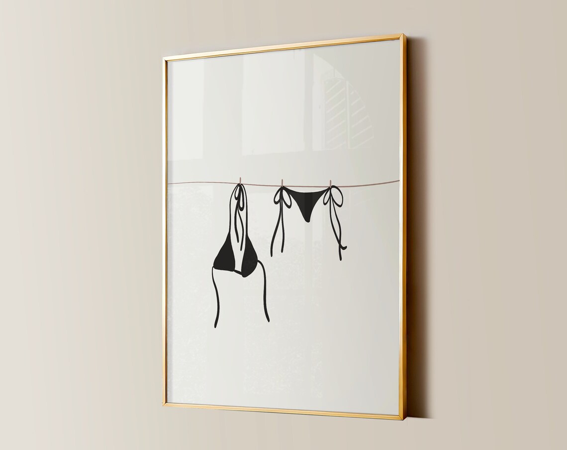 Bikini On Clothesline Coastal Beachy Art Print