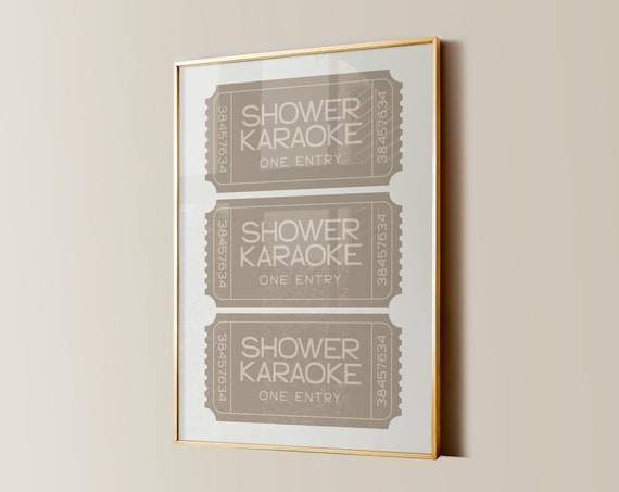 Shower Karaoke Ticket Print, Funny Bathroom Decor