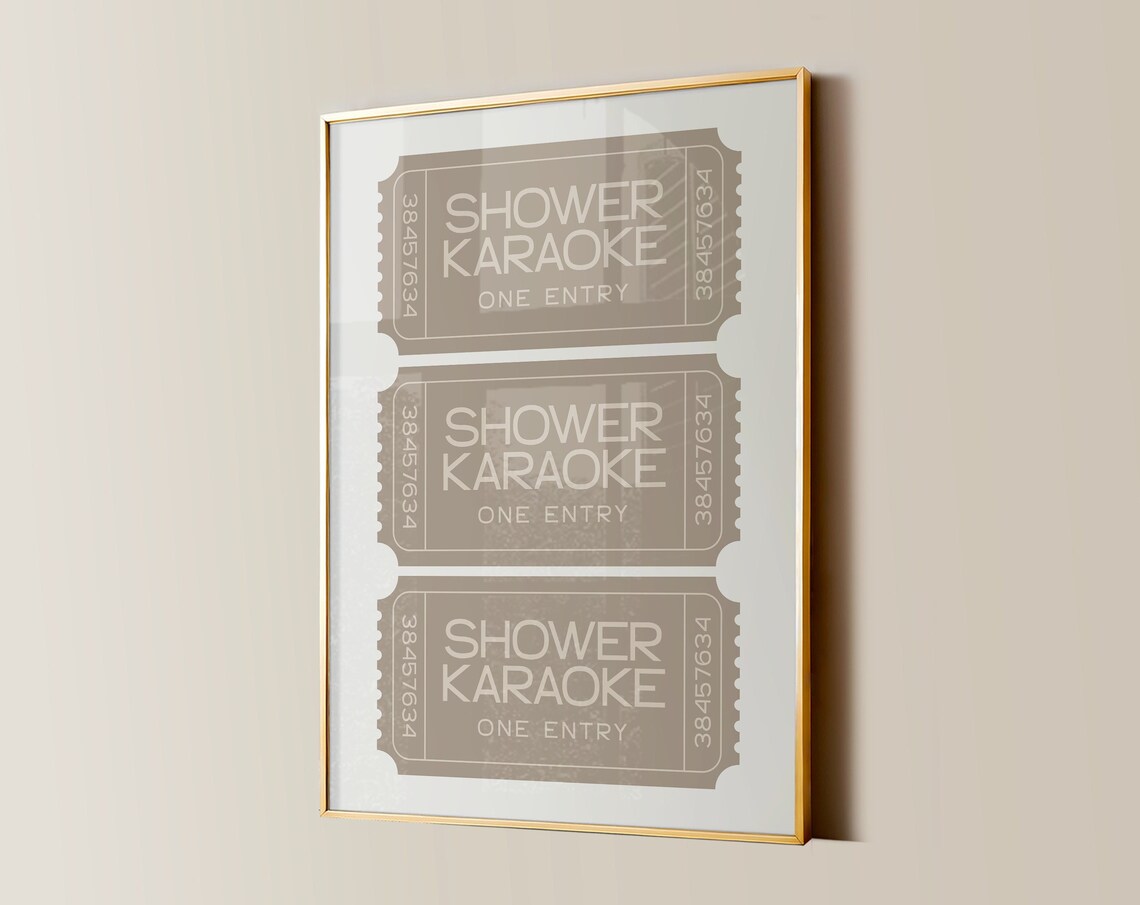Shower Karaoke Ticket Print, Funny Bathroom Decor