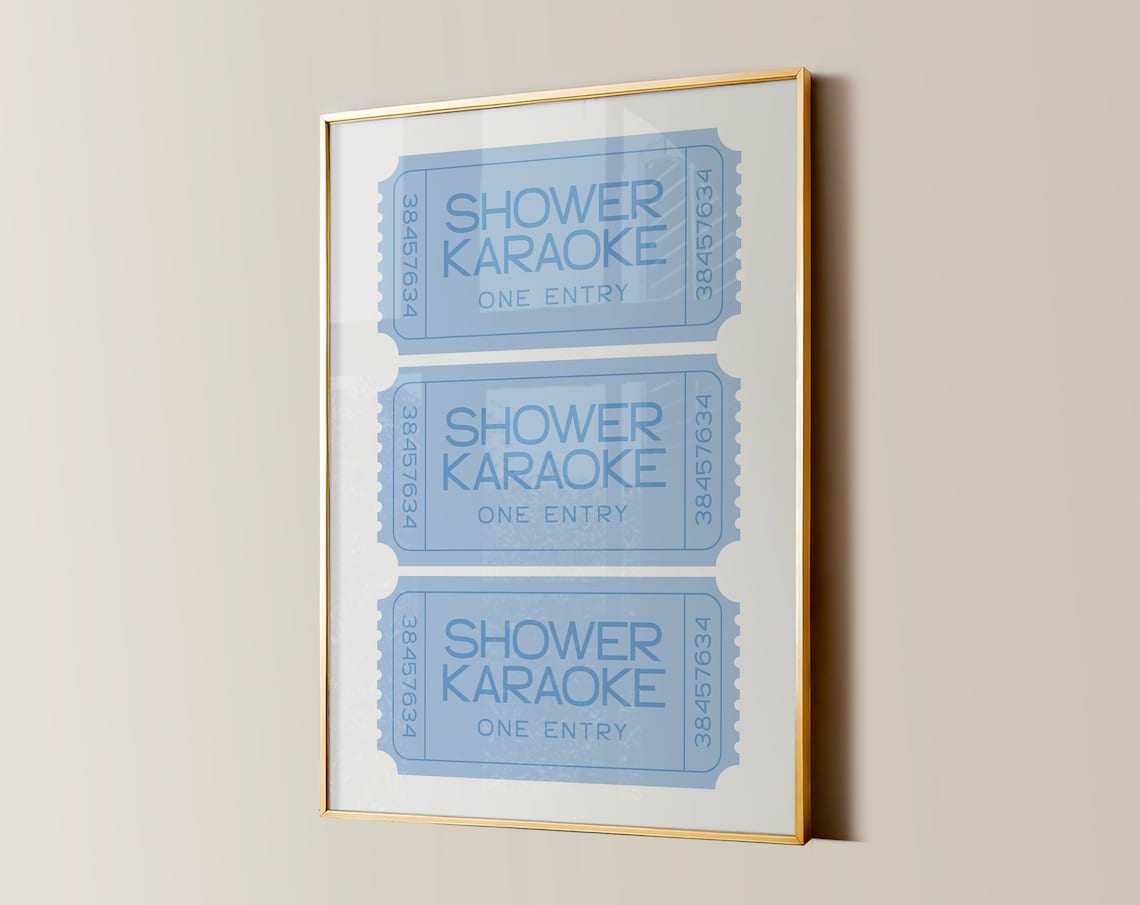 Shower Karaoke Ticket Funny Bathroom Art Print
