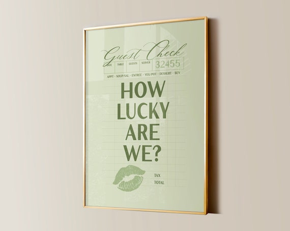 How Lucky Are We Print College Apartment Decor Western Cowgirl Dorm Room Posters Guest Check Trendy Wall Art Girly Preppy Aesthetic