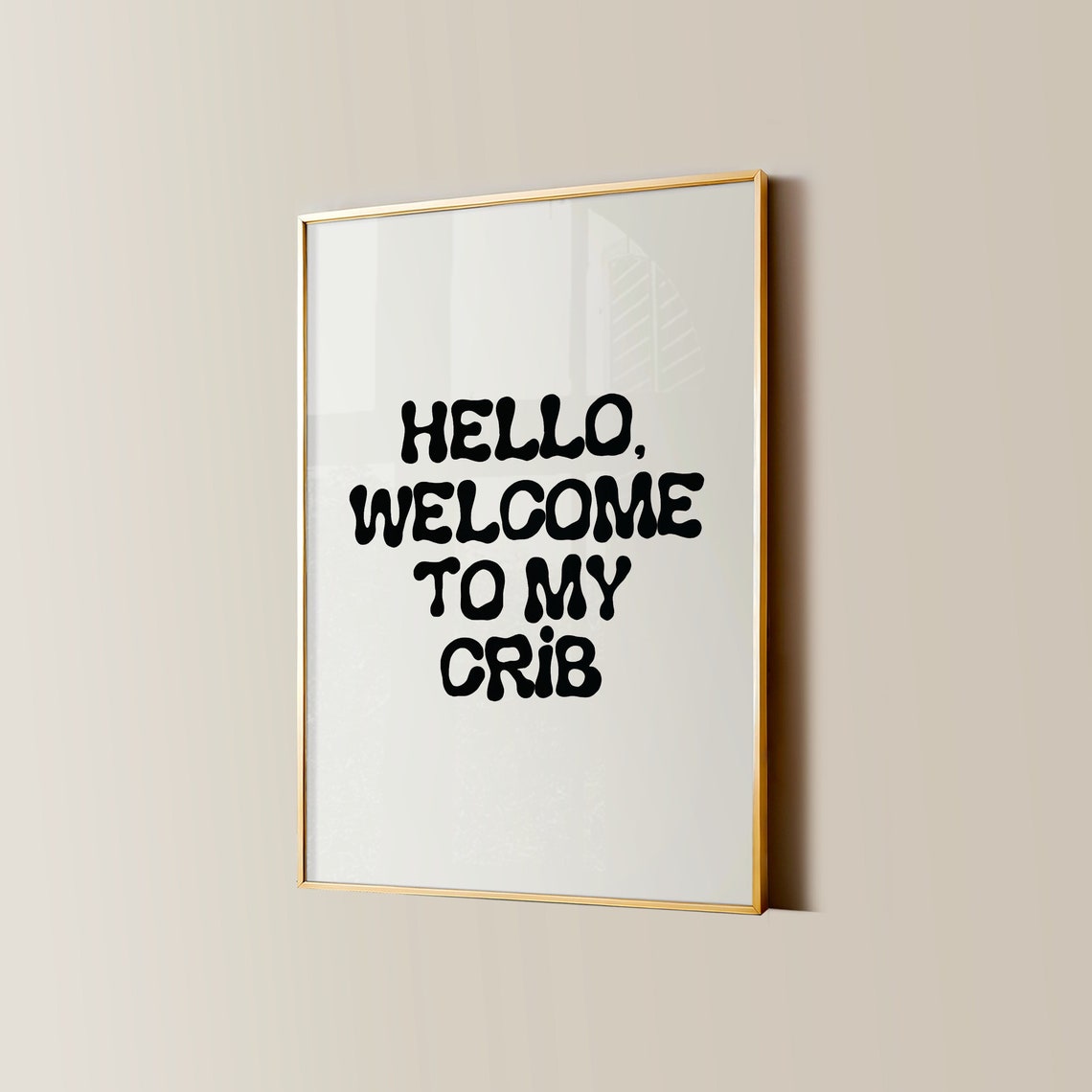 Hello Welcome to My Crib Bubble Letter Retro Y2K Dorm Quote Poster