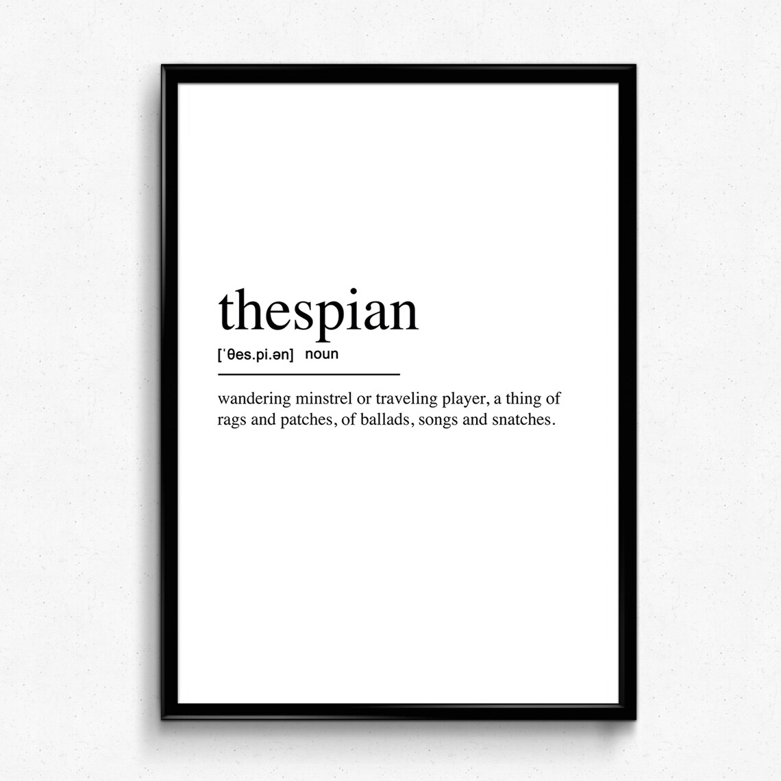 Thespian Definition Theater Wall Art Print